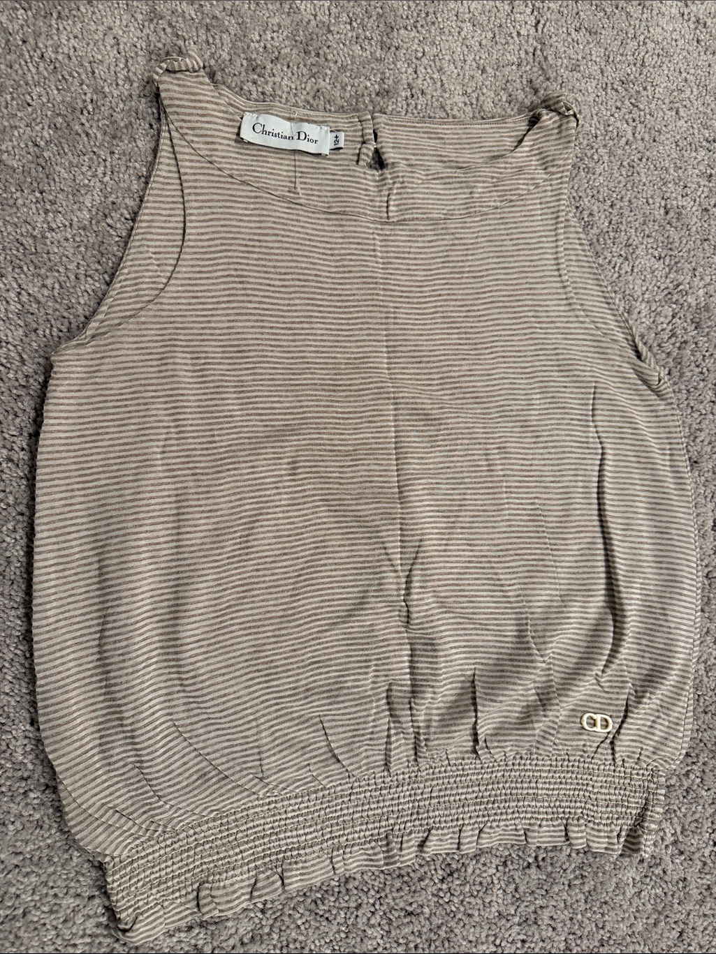 Dior Beige And Light Brown Striped Sleeveless Tank